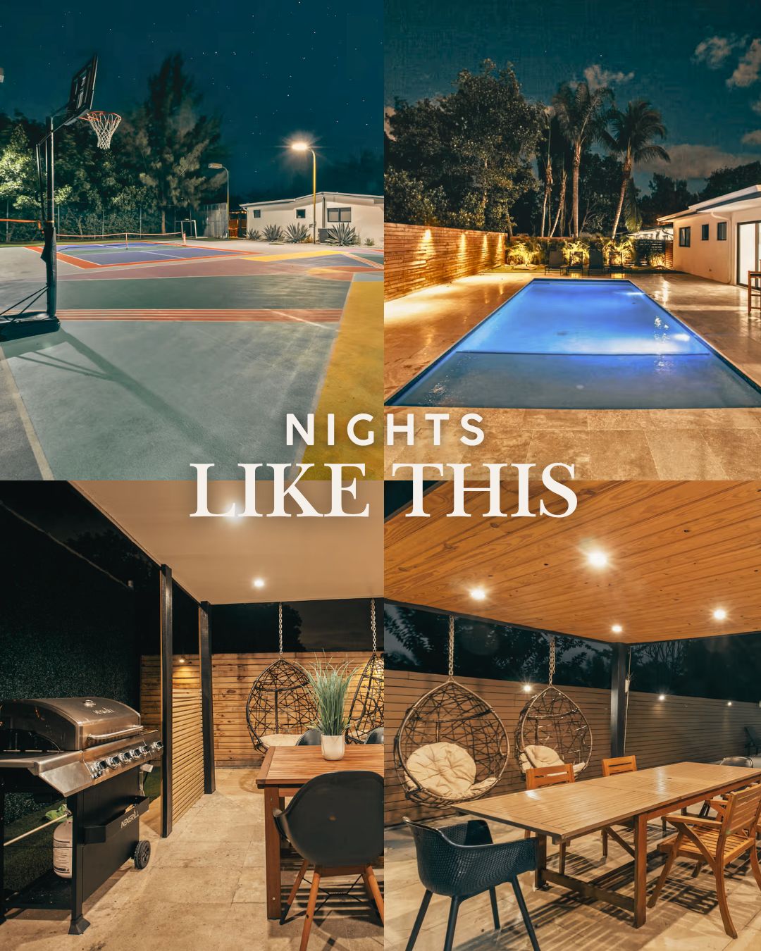 First night at the mansion: the court and the pool